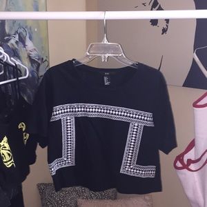 Black Patterned Crop Top